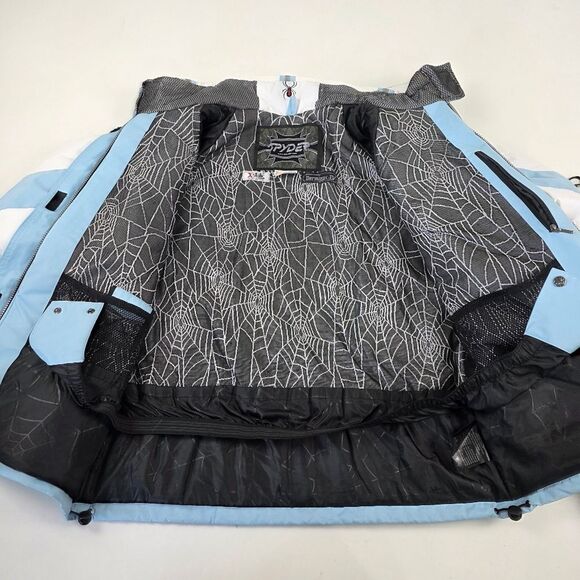 Women "Spyder" Powder Blue/white, Heavy Winter Snowboard Ski Full Zip Jacket 2XL - Picture 12 of 14